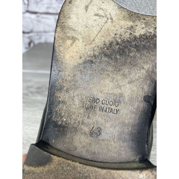 Kalena’s Black Leather Double Wingtip Lace Up Italy Dress Shoes Men 43EU/10M US - Picture 11 of 16